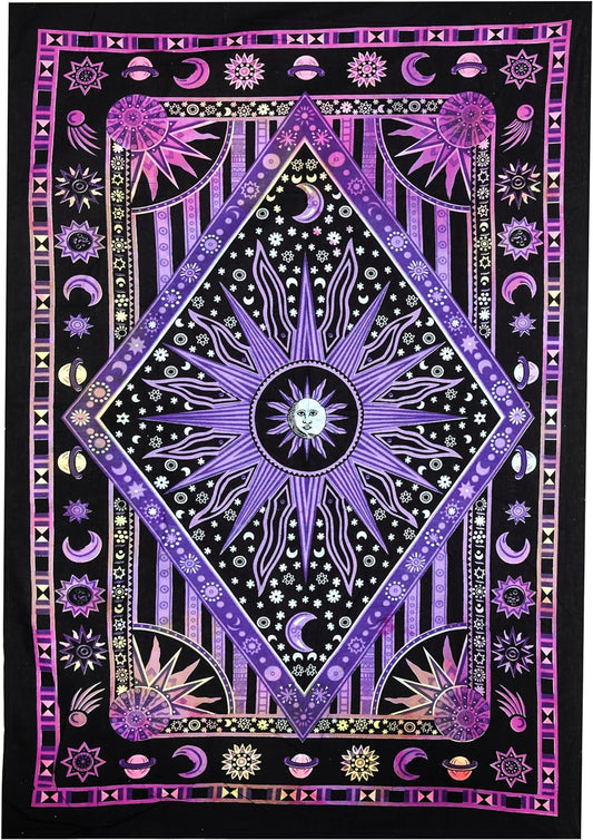 tie dye purple multi color burning sun tapestry wall hanging aesthetic boho psychedelic Tapestries for Room bedroom door decor (30 * 40 inches)